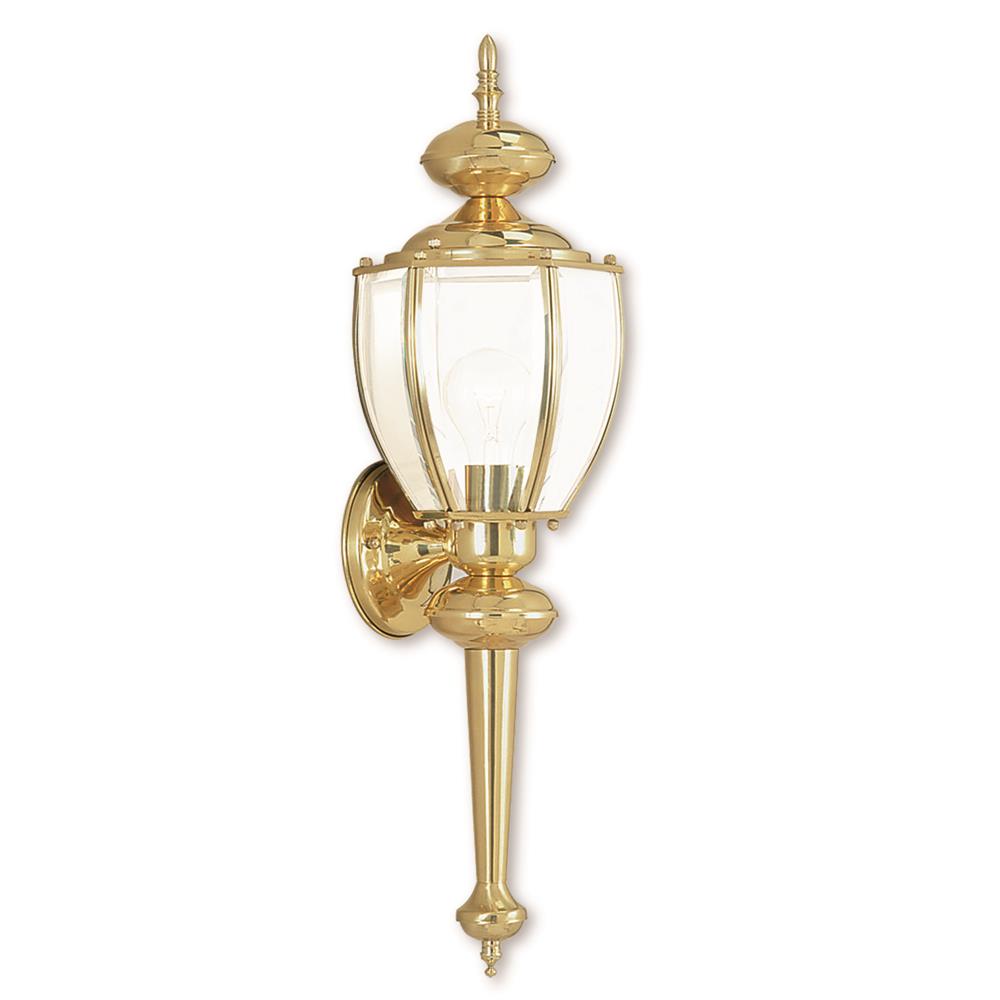 Livex Lighting 2112-02 Outdoor Basics Outdoor Wall Lantern in Polished Brass 